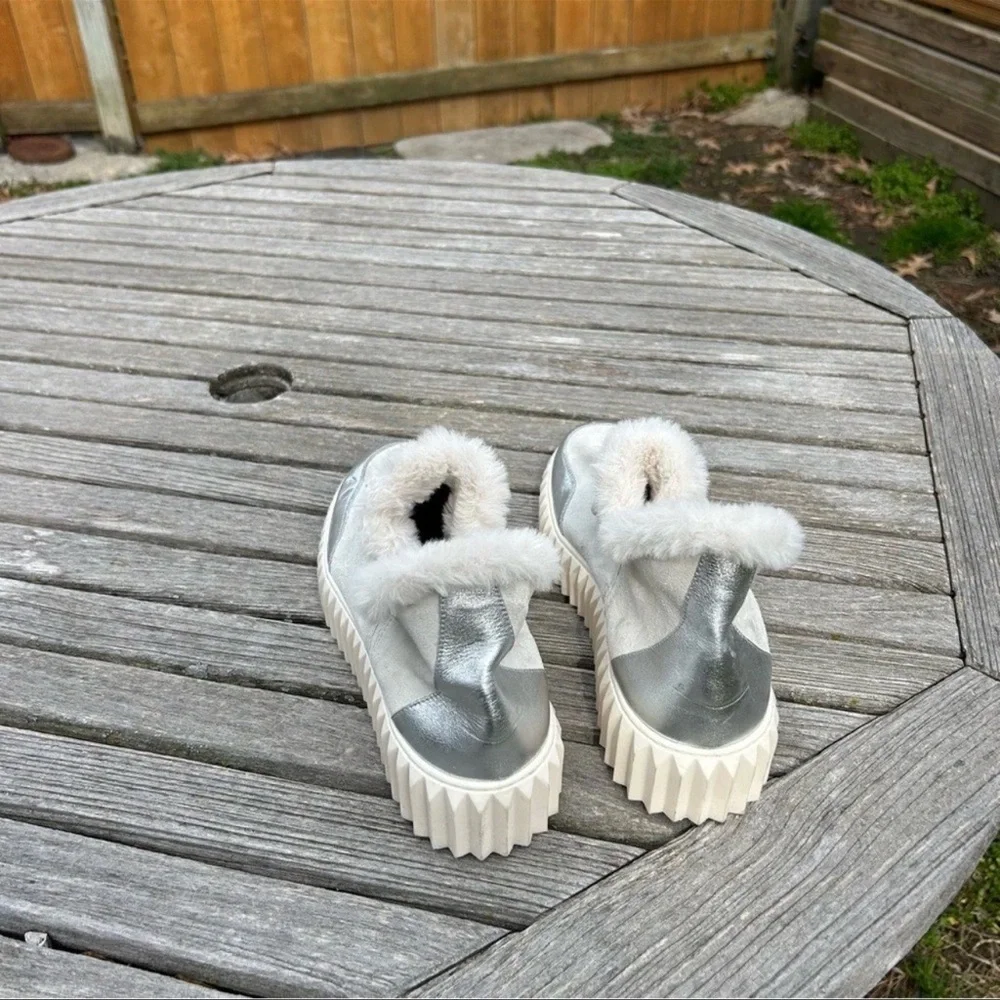 Voile Blanche‎ Luna Leather Fur Trim Sneaker Bootie Boots Size 40 / Size 10